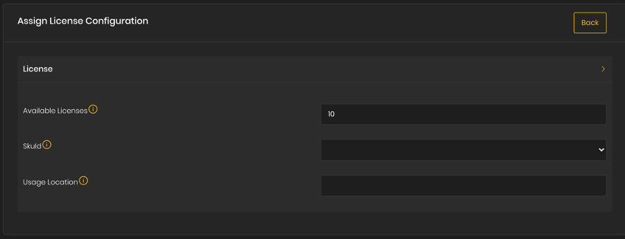 Assign License Configuration