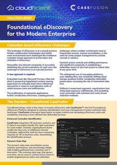Cloudficient Solution Brief - eDiscovery for Modern Data Types Front Cover