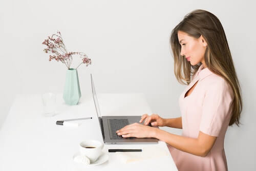 Woman Computer Working - stock